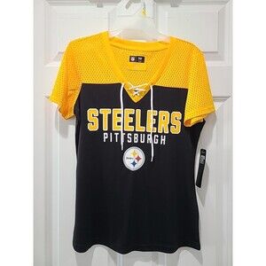 NWT Pittsburgh Steelers Football NFL Team Apparel Mesh Jersey Shirt Women M